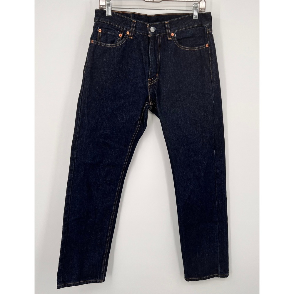 Levis 505 Regular Fit Jeans Mens 30x30 Dark Indigo Blue Straight Leg Denim